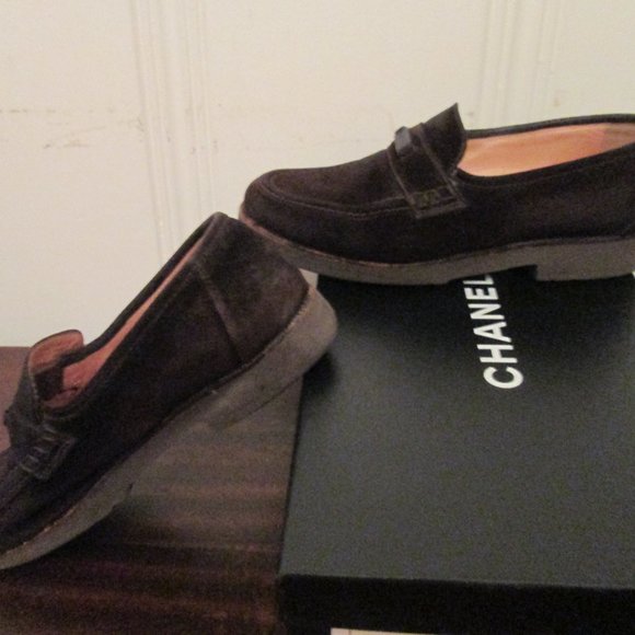 Vintage Chanel Suede Penny Loafers Size 6.5B Authentic - Picture 3 of 10